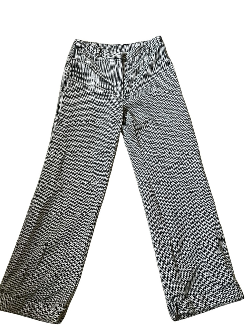 Ann Taylor Black and Gray Herringbone Wool Pants